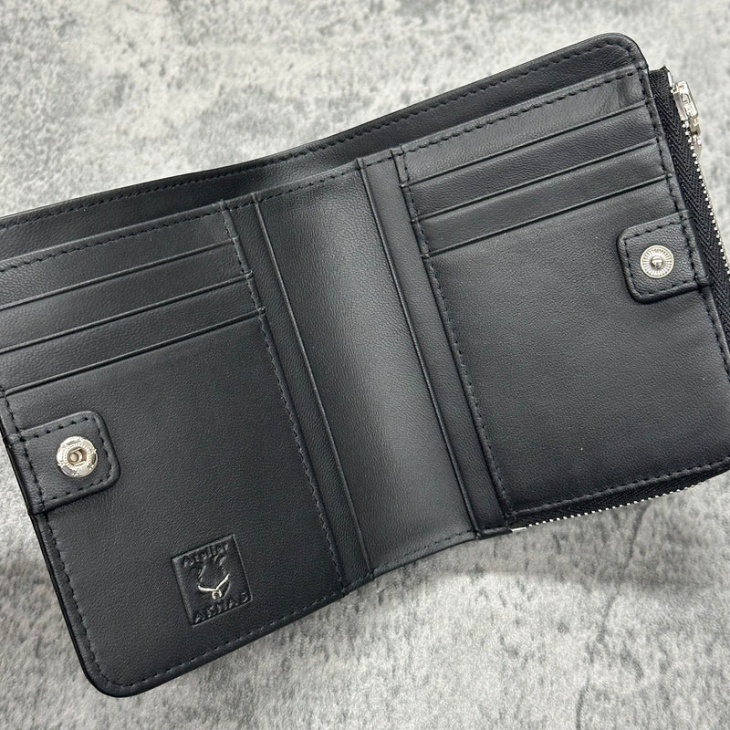 スティングレイ コンパクト財布 エイ革 ガルーシャ 本革 黒 ブラック