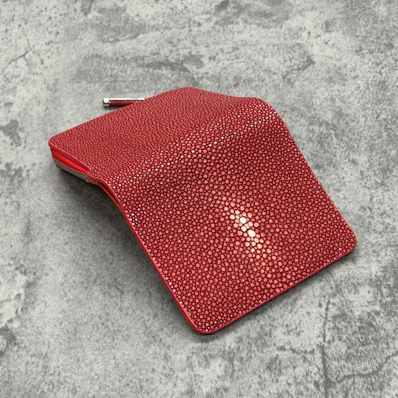 スティングレイレザー エイ革 2wayハンドリュック 赤レッド エキゾチック スティングレイ コンパクト財布 エイ革 ガルーシャ 本革 赤 レッド