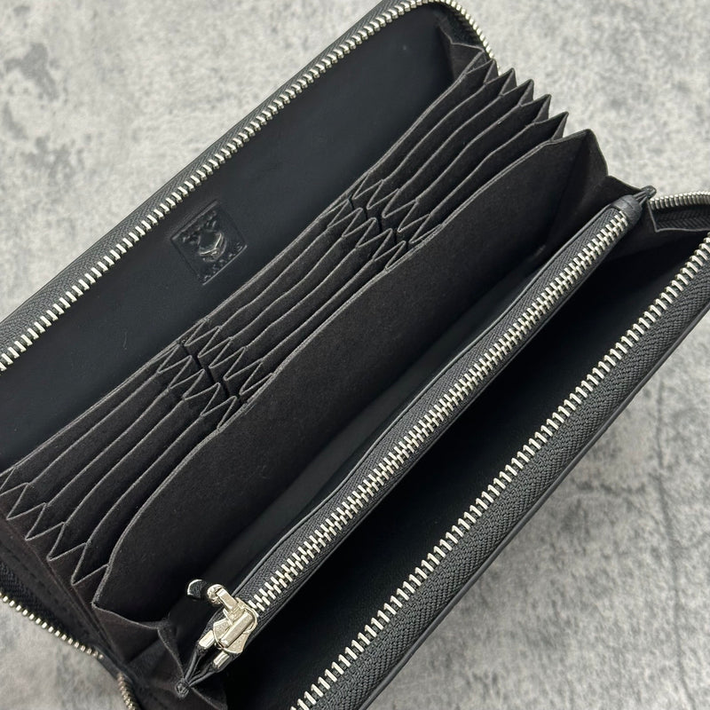 スティングレイ 長財布 ラウンドファスナー エイ革 ガルーシャ 本革 黒