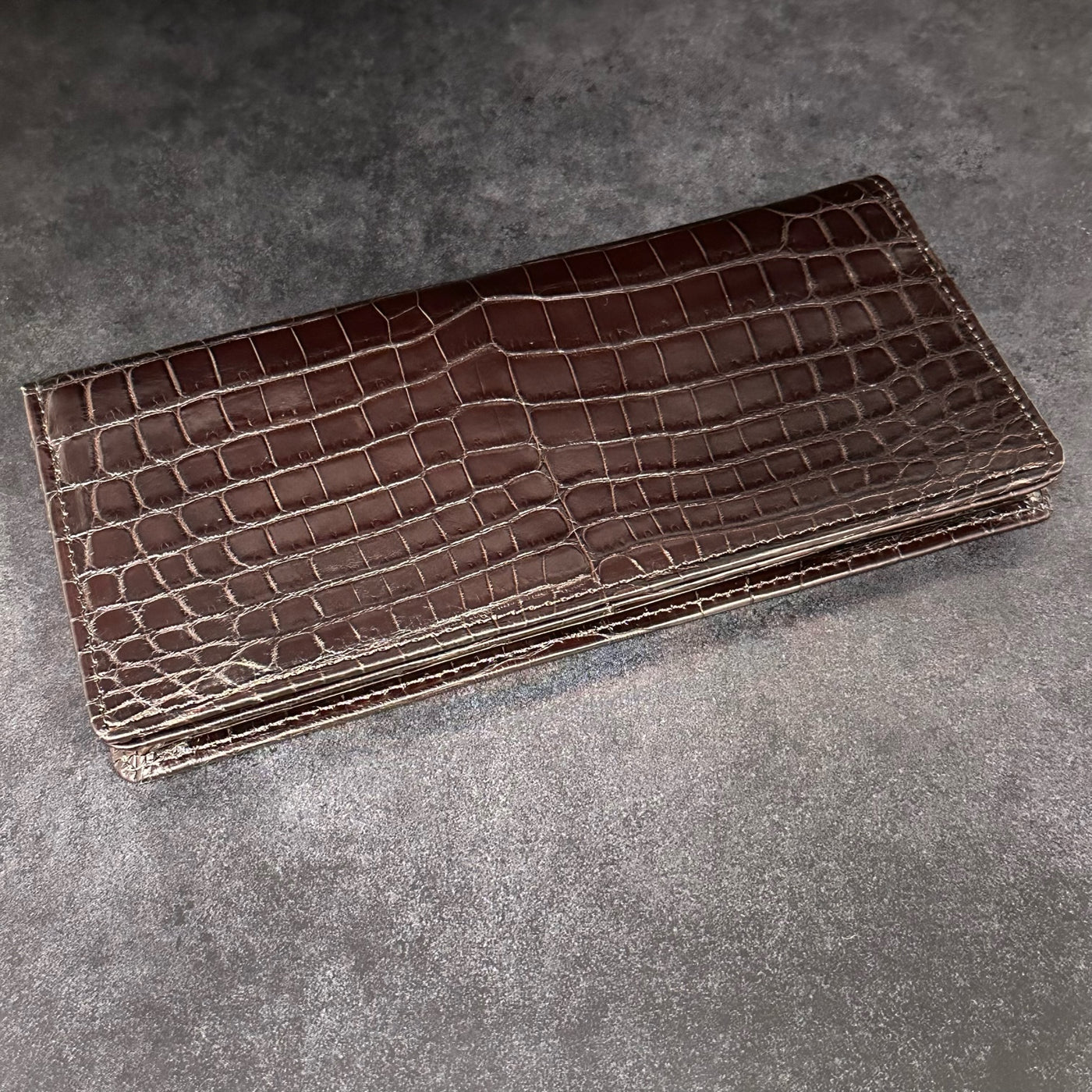 クロコダイル 長財布 純札束入れ ワニ革 本革 茶色 チョコ 品番8118