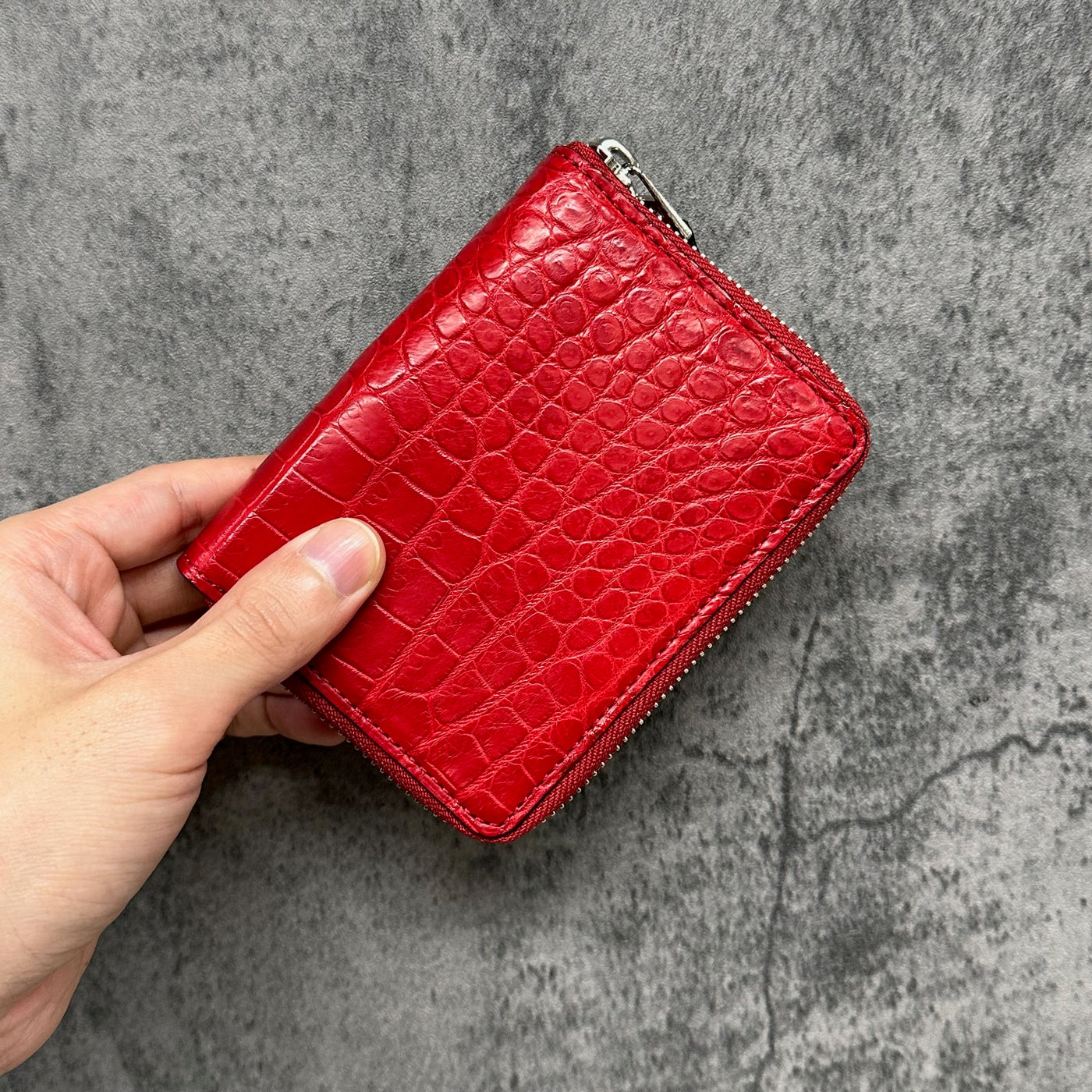 クロコダイル 二つ折り財布 ラウンドファスナー ミドルウォレット ワニ