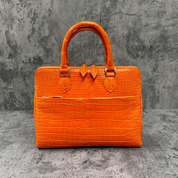 クロコダイル ミニブリーフバッグ GENOVA - ORANGE/オレンジ – Le'sac