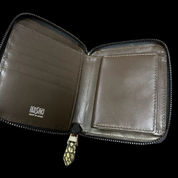 クロコダイル二つ折り財布 ラウンドファスナー ミドルウォレット