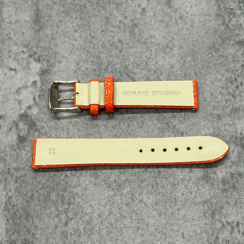 スティングレイ 時計バンド20mm エイ革 ガルーシャ 本革 オレンジ
